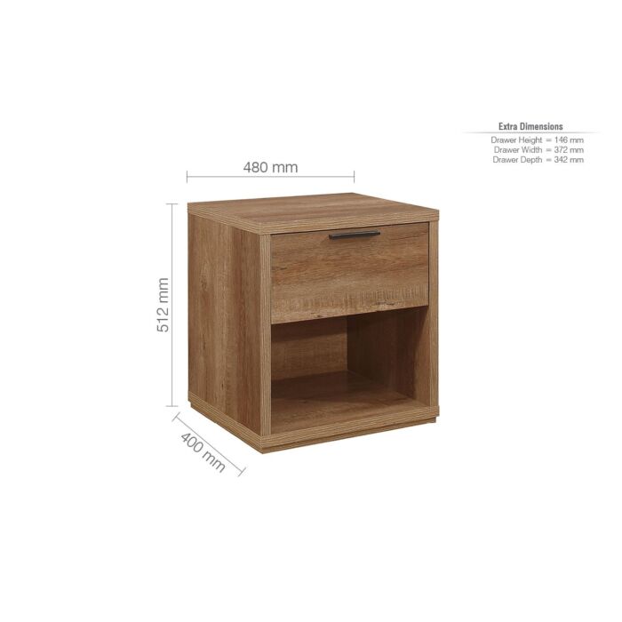 Stockwell 1 Drawer Bedside Rustic Oak