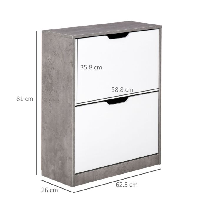 Homcom Tipping Shoe Cabinet Modern Hall Organizer 2-tier Wood Rack With Drawer Adjustable Shelf Large-capacity Space Saving Entrance 8 Pairs