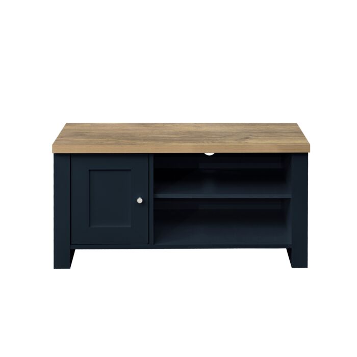 Highgate Small Tv Unit Navy Blue & Oak