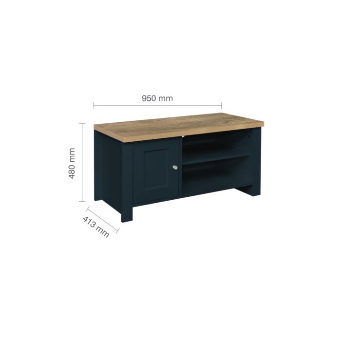 Highgate Small Tv Unit Navy Blue & Oak