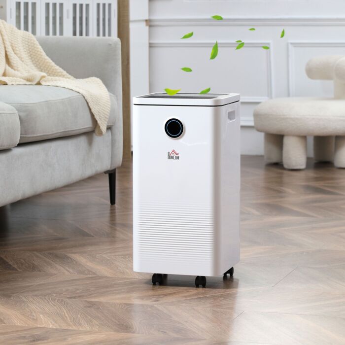 Homcom 10l/day 2500ml Portable Quiet Dehumidifier With Wifi Smart App Control, Electric Moisture Air Dehumidifier