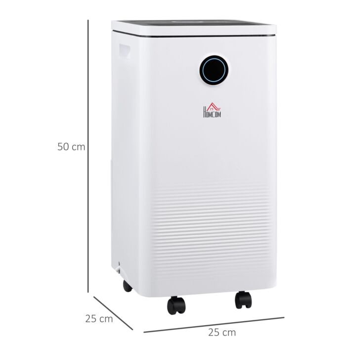 Homcom 10l/day 2500ml Portable Quiet Dehumidifier With Wifi Smart App Control, Electric Moisture Air Dehumidifier