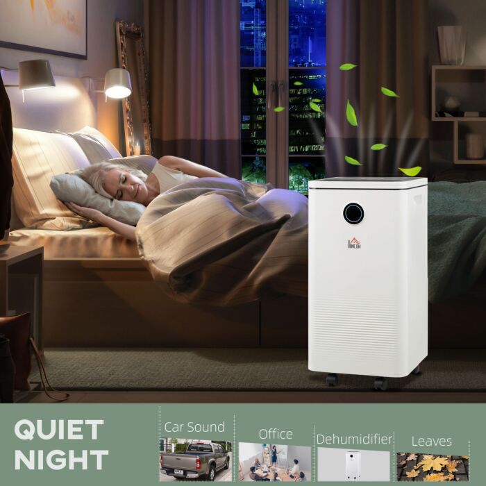 Homcom 10l/day 2500ml Portable Quiet Dehumidifier With Wifi Smart App Control, Electric Moisture Air Dehumidifier