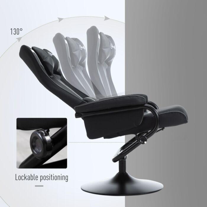 Vinsetto 2 Pieces Video Game Chair And Footrest Set Racing Style Recliner W/headrest, Lumbar Support Reeling Backrest Pedestal Base Black Deep Grey