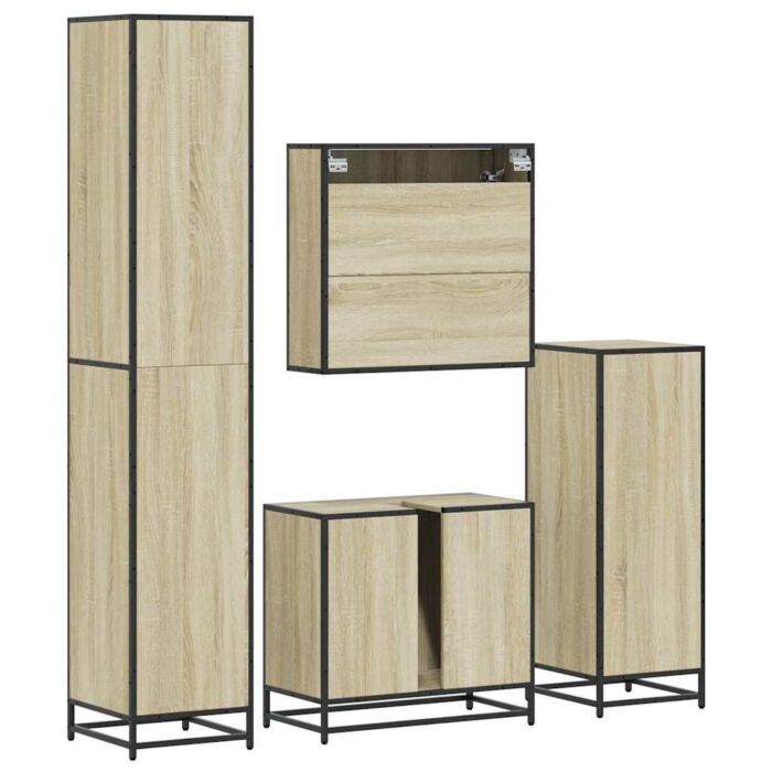 Vidaxl 4 Piece Bathroom Furniture Set Sonoma Oak Engineered Wood