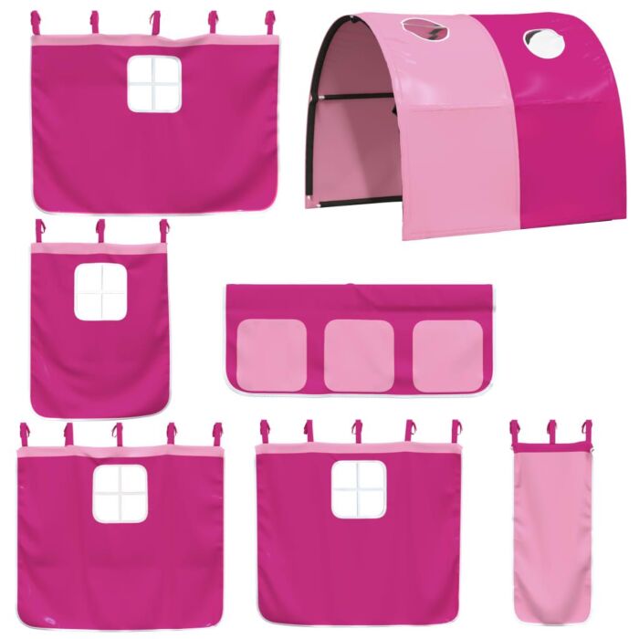 Vidaxl Bunk Bed With Slide And Curtains Pink 90x200 Cm
