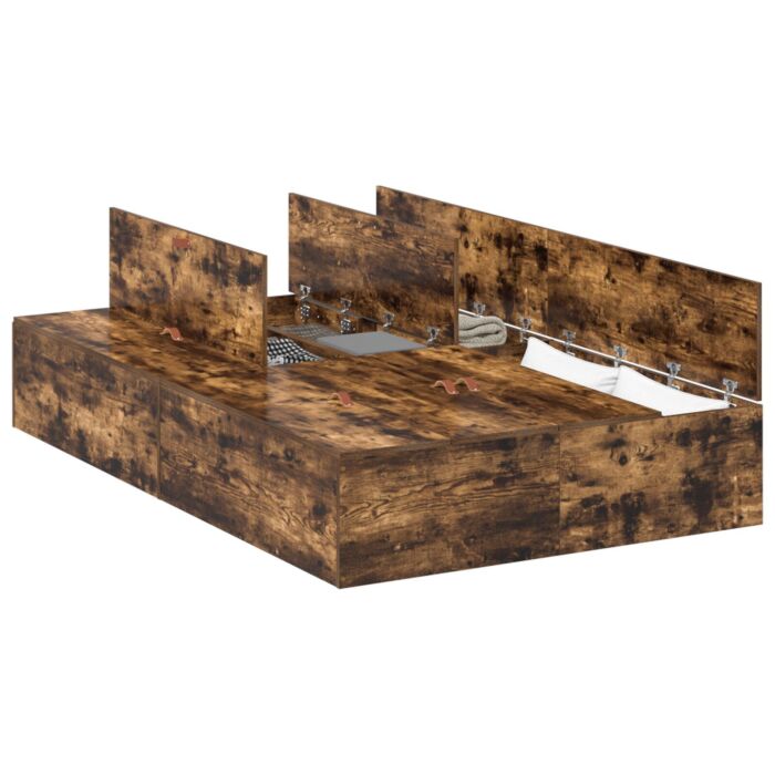 Vidaxl Storage Bed Frame Smoked Oak 120x200 Cm