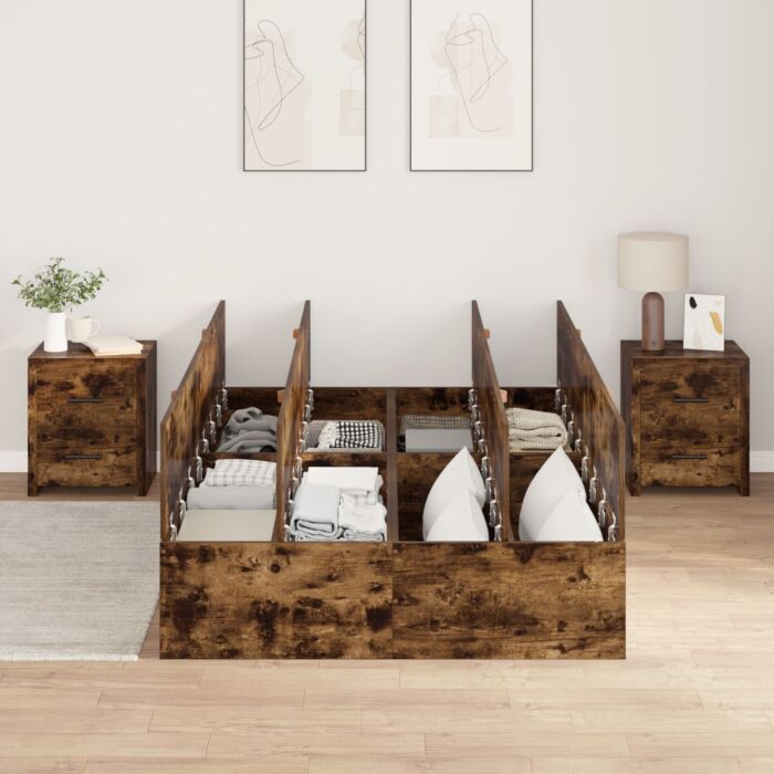 Vidaxl Storage Bed Frame Smoked Oak 120x200 Cm