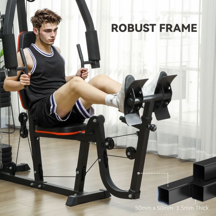 Sportnow Weights Machine Multi Gym With 45kg Weight Stack, Compact Home Gym Leg Press Machine For Full Body Training