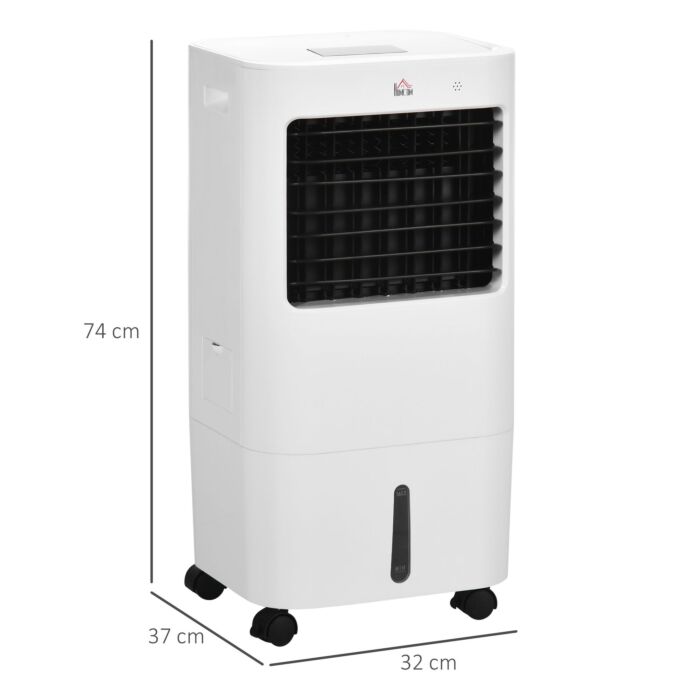 Homcom Air Cooler, Mobile Cooling Fan Humidifier Air Conditioner With 15l Water Tank, Oscillation, Remote, Timer, 32x37x74cm