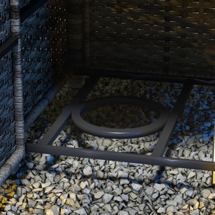 Outsunny Outdoor Pe Rattan Fire Pits, 50,000 Btu Propane Fire Pit Table With Glass Wind Guard, Mixed Grey