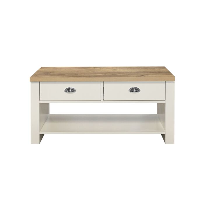 Highgate 2 Drawer Coffee Table Cream & Oak