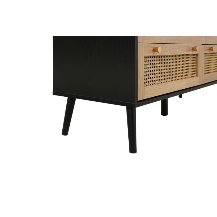 Croxley 7 Drawer Rattan Chest Black