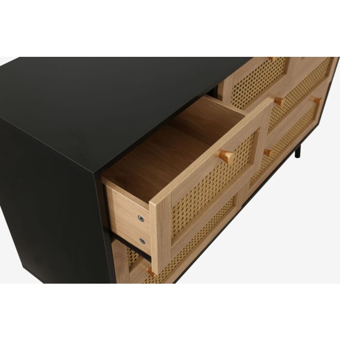 Croxley 7 Drawer Rattan Chest Black