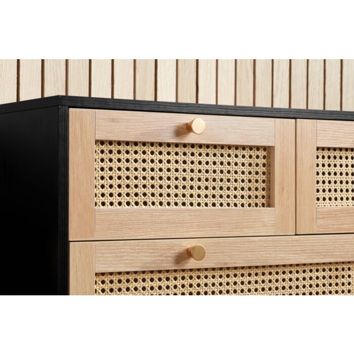 Croxley 7 Drawer Rattan Chest Black
