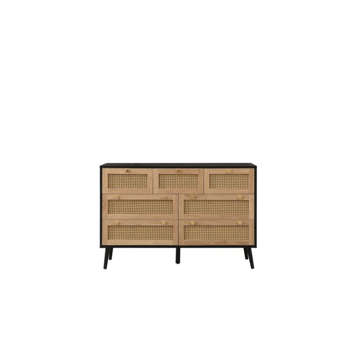 Croxley 7 Drawer Rattan Chest Black