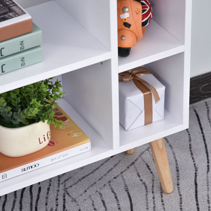 Homcom Multi-shelf Modern Bookcase Freestanding Storage W/ Drawer 6 Shelves Wood Legs Home Office Display Furniture Stylish White Grey
