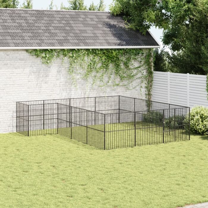 Vidaxl Dog Playpen 16 Panels Black Galvanised Steel