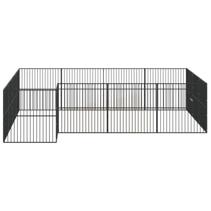 Vidaxl Dog Playpen 16 Panels Black Galvanised Steel