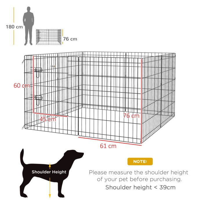 Pawhut 8 Panel Diy Dog Pen With Door For Dogs, Small Animals, Indoor/outdoor Use