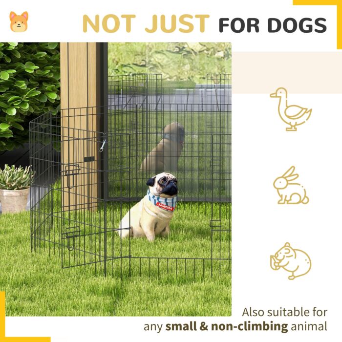 Pawhut 8 Panel Diy Dog Pen With Door For Dogs, Small Animals, Indoor/outdoor Use