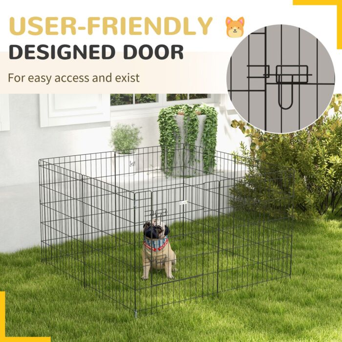 Pawhut 8 Panel Diy Dog Pen With Door For Dogs, Small Animals, Indoor/outdoor Use