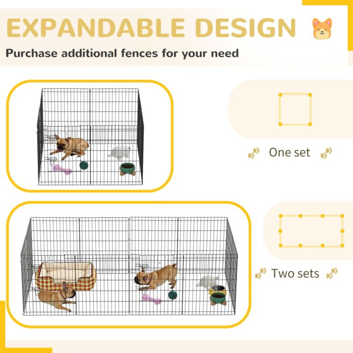 Pawhut 8 Panel Diy Dog Pen With Door For Dogs, Small Animals, Indoor/outdoor Use