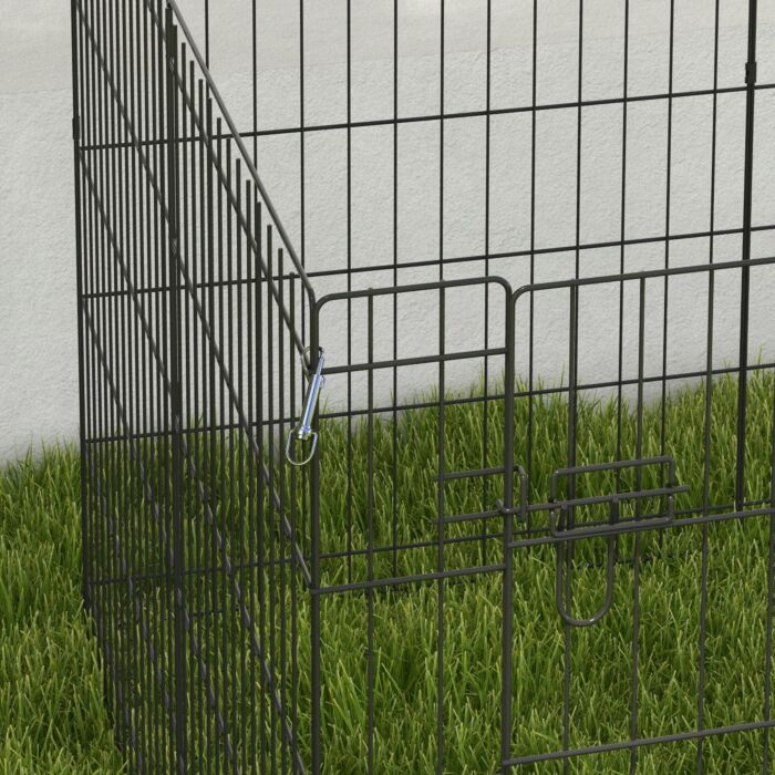 Pawhut 8 Panel Diy Dog Pen With Door For Dogs, Small Animals, Indoor/outdoor Use