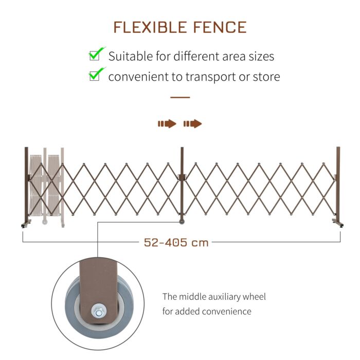 Outsunny Expanding Trellis Fence Freestanding Movable Fence Foldable Garden Screen Panel Aluminium, 405cm X 103.5cm, Dark Brown