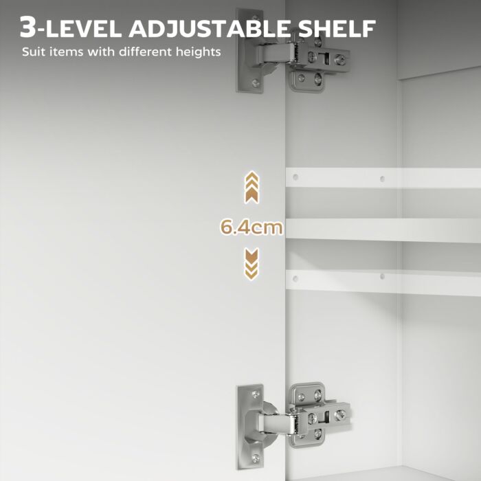 Homcom Bathroom Mirror Cabinet With Soft-close Doors And Adjustable Shelf - White