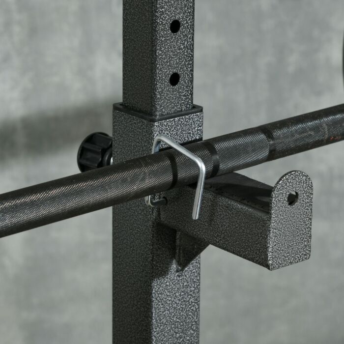 Sportnow Heavy Duty Barbell Squat Rack With Dip Station, Adjustable And Multifunctional Weight Power Stand For Home Gym