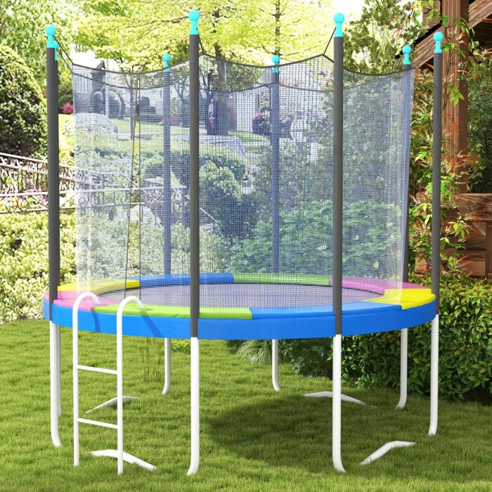 Sportnow 8ft Trampoline Spring Cover, Plastic Trampoline Pad Replacement With Elastic Cord, Waterproof, Uv Resistant And Tear-resistant, Multi-colored