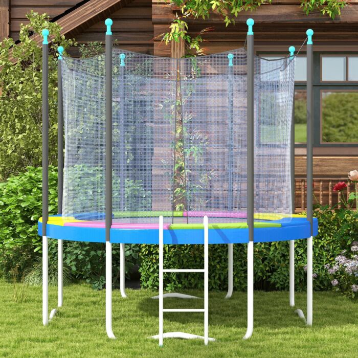 Sportnow 8ft Trampoline Spring Cover, Plastic Trampoline Pad Replacement With Elastic Cord, Waterproof, Uv Resistant And Tear-resistant, Multi-colored