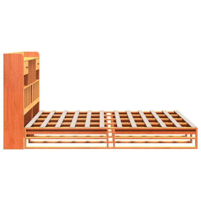 Vidaxl Bookcase Bed Without Mattress Wax Brown 200x200 Cm Solid Wood Pine