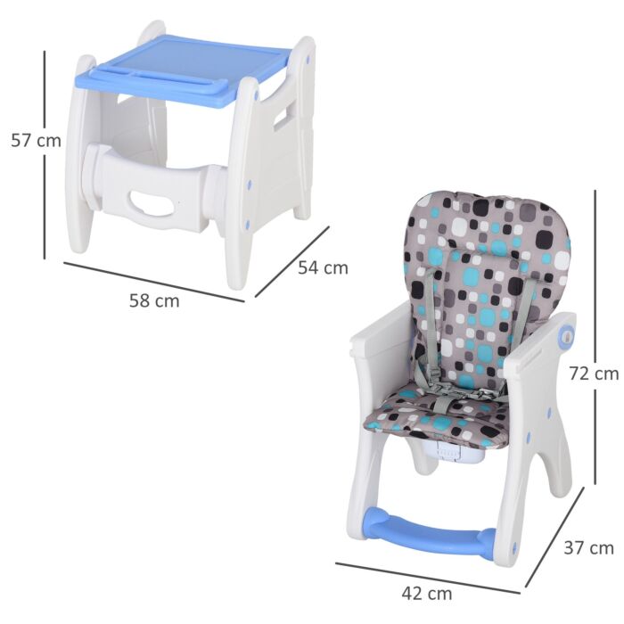 Homcom Hdpe 3-in-1 Baby Booster High Chair Blue