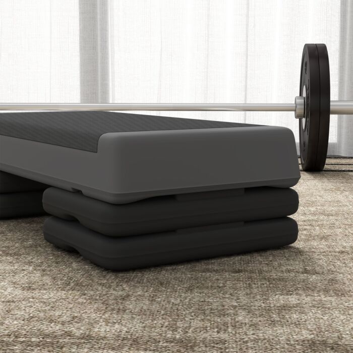 Sportnow Fitness Stepper, 3-height Adjustable Aerobic Step, Non-slip Exercise Step Board For Home Gym Office Workout, 10.5cm, 15.5cm, 20.5cm, Grey