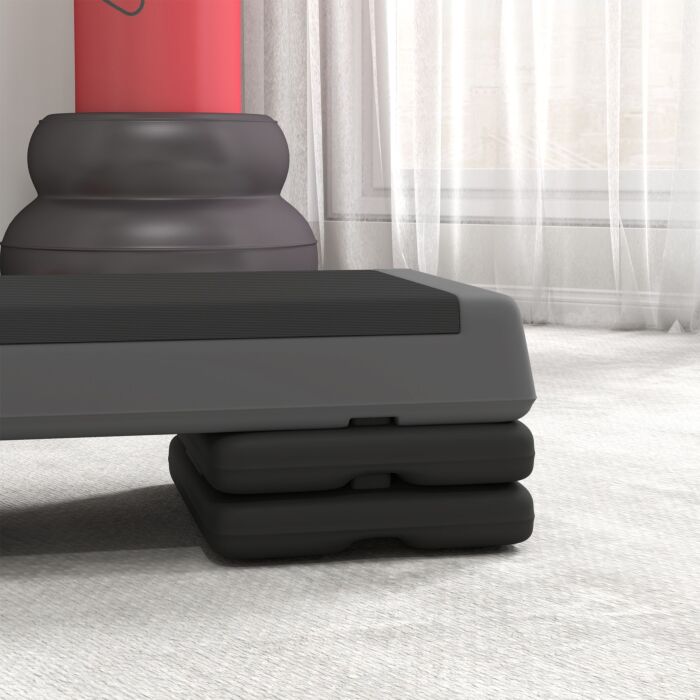 Sportnow Fitness Stepper, 3-height Adjustable Aerobic Step, Non-slip Exercise Step Board For Home Gym Office Workout, 10.5cm, 15.5cm, 20.5cm, Grey