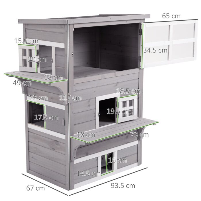 Pawhut 3 Tier Wooden Kitten Shelter For Indoor, Outdoor