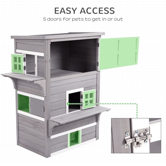 Pawhut 3 Tier Wooden Kitten Shelter For Indoor, Outdoor