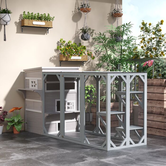 Pawhut 3 Tier Wooden Kitten Shelter For Indoor, Outdoor