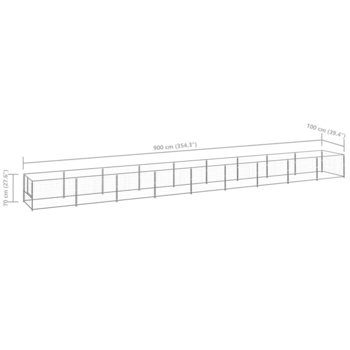Vidaxl Dog Kennel Silver 9 M² Steel