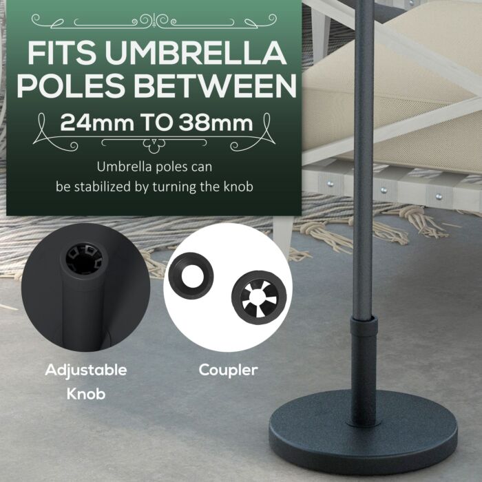 Outsunny 15kg Concrete Umbrella Parasol Base With Rattan Effect 46.5cm Dia Heavy Duty Parasol Stand For Outdoor Patio Umbrella