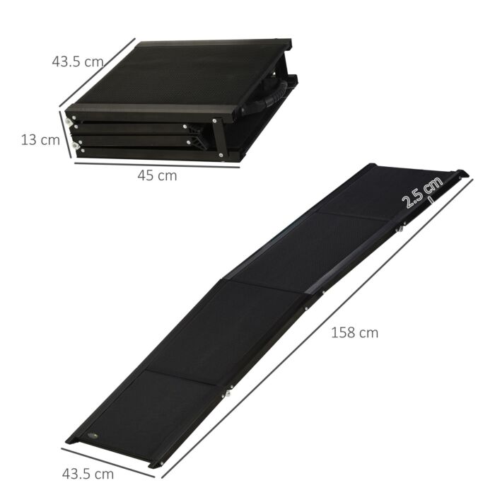 Pawhut Folding Dog Ramp For Car For Extra Large Dogs, Portable Pet Ramp With Non-slip Surface, Aluminium Alloy Frame
