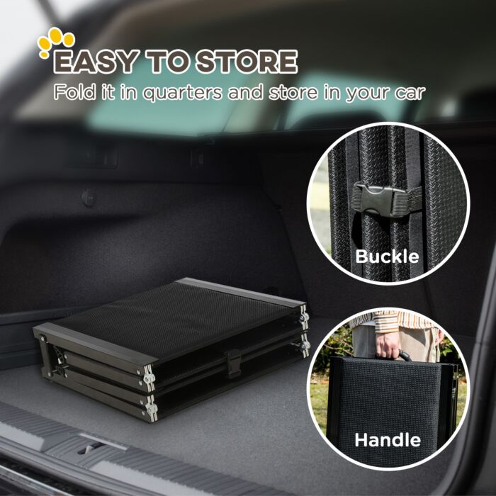 Pawhut Folding Dog Ramp For Car For Extra Large Dogs, Portable Pet Ramp With Non-slip Surface, Aluminium Alloy Frame