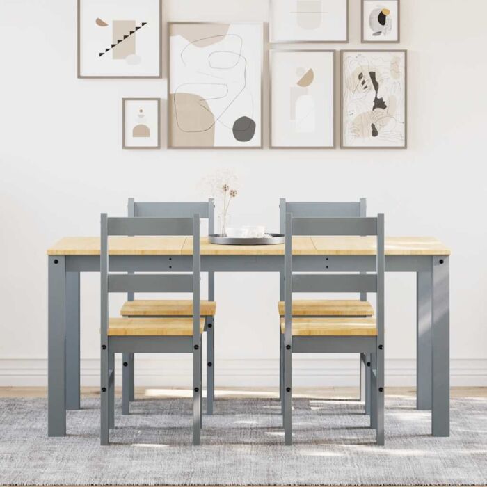 Vidaxl 5 Piece Dining Set Panama Grey Solid Wood Pine