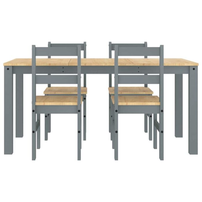 Vidaxl 5 Piece Dining Set Panama Grey Solid Wood Pine