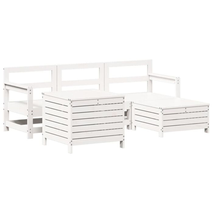 Vidaxl 5 Piece Garden Sofa Set White Solid Wood Pine
