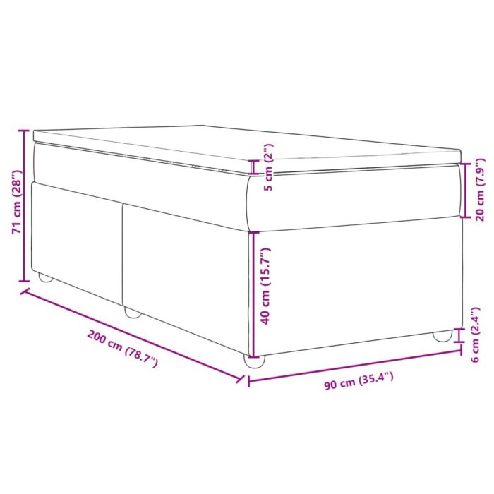 Vidaxl Box Spring Bed With Mattress Dark Grey 90x200 Cm Fabric