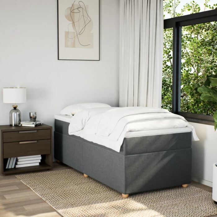 Vidaxl Box Spring Bed With Mattress Dark Grey 90x200 Cm Fabric