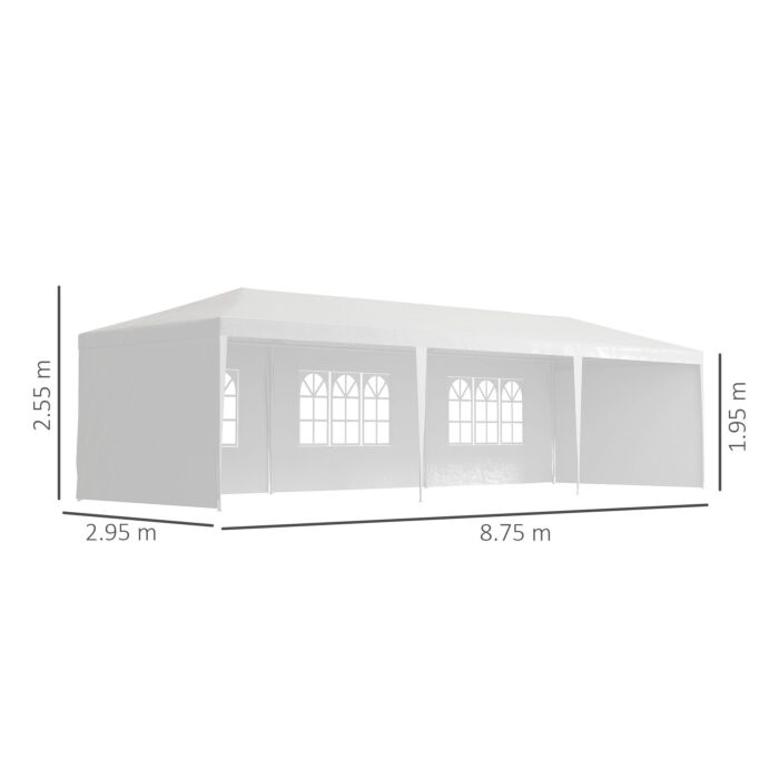 Outsunny 9 X 3m Garden Gazebo Marquee Party Wedding Tent Canopy - White